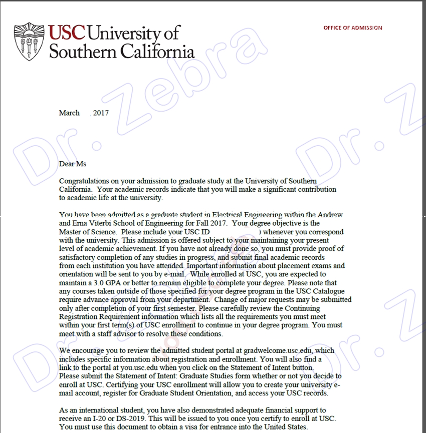 University of Southern California (USC)， MS Electrical Engineering ，南加州大学电气工程硕士