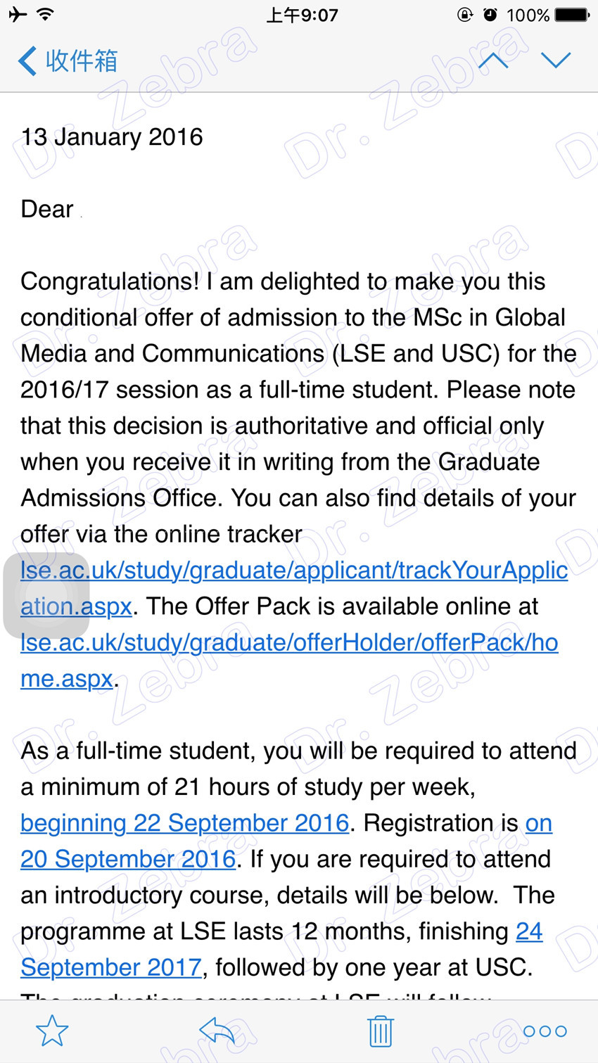 斑马博士，斑马博士留学中心， LSE MSc in Global Media and Communications (LSE + USC)