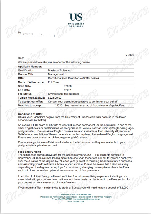 University of Sussex 、MSc Management、 萨塞克斯大学、管理学硕士、斑马博士、斑马博士留学中心