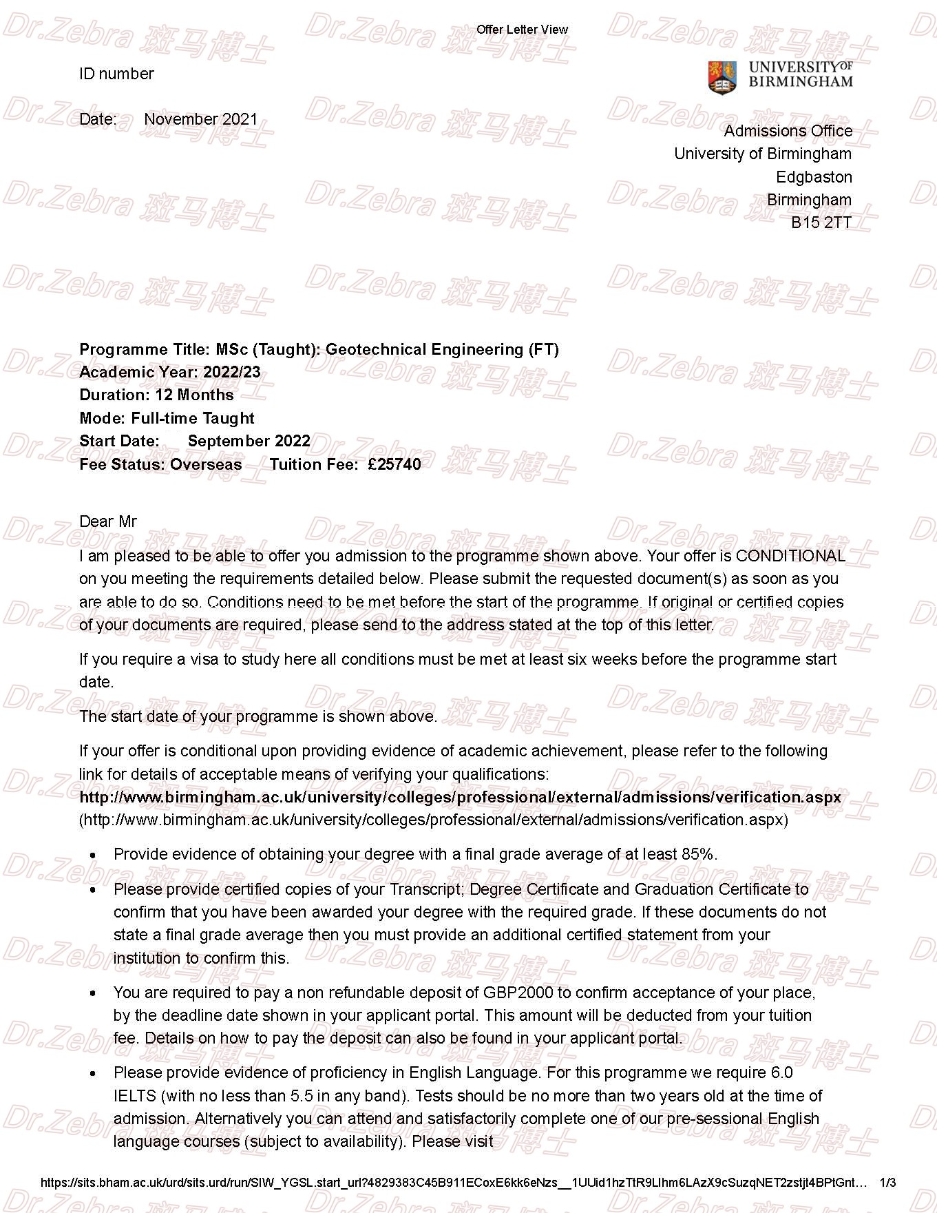 伯明翰大学、University of Birmingham 、MSc Geotechnical Engineering 、岩土工程硕士、斑马博士留学中心、斑马博士