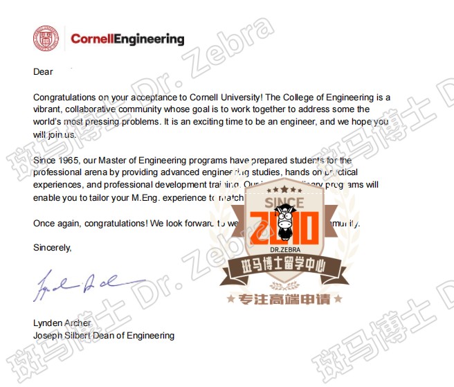 斑马博士，斑马博士留学中心，康奈尔大学，Cornell University， Master of Engineering (M.Eng.) in Biomedical Engineering，生物医学硕士