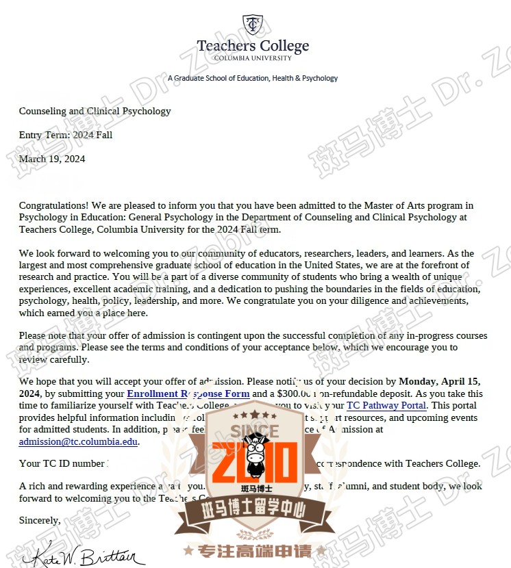 Columbia University Master of Arts in Psychology in Education硕士录取
