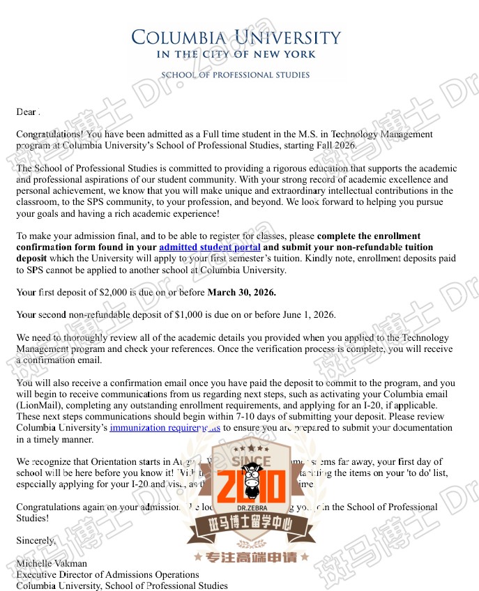 Columbia University MS in Technology Management硕士录取！