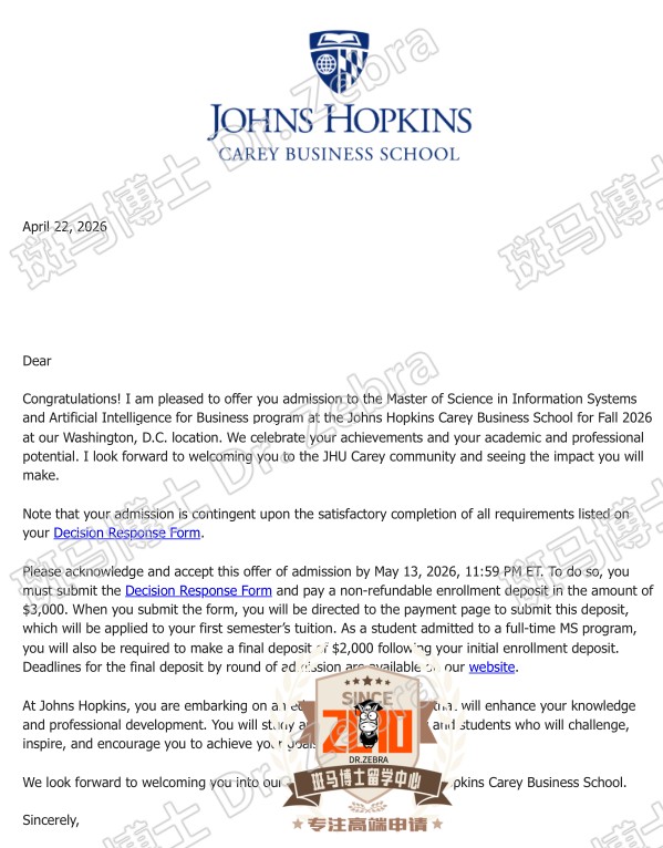 澳本 GPA 2.9 逆袭Cornell Systems Engineering + JHU Carey ISAIB
